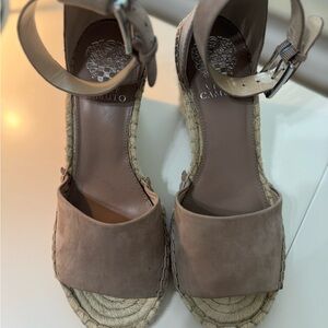 Vince Camuto Tan Wedge Sandals with Ankle Strap